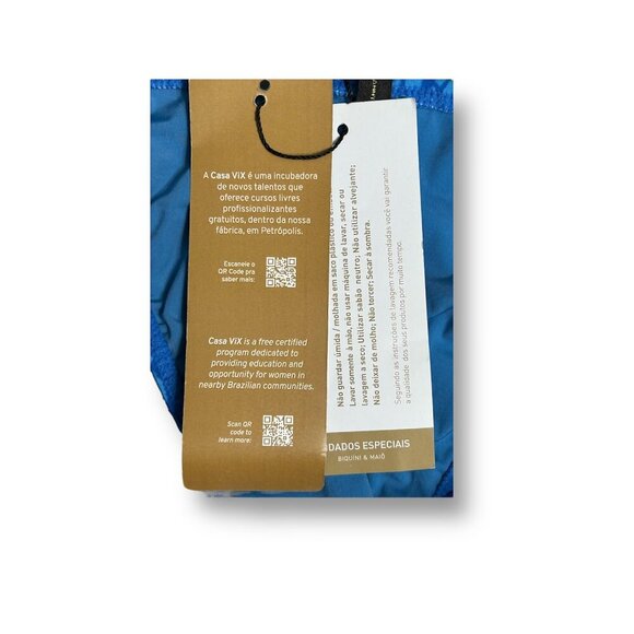 ViX XL Blue Polyamide Bia Tube Bikini Bottom 24K Gold Accents Full Coverage NWT - Picture 12 of 13